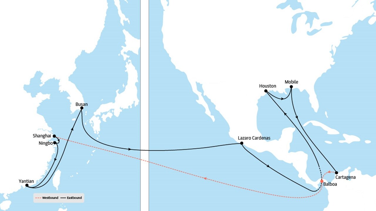 TP15 - Asia to North America service map