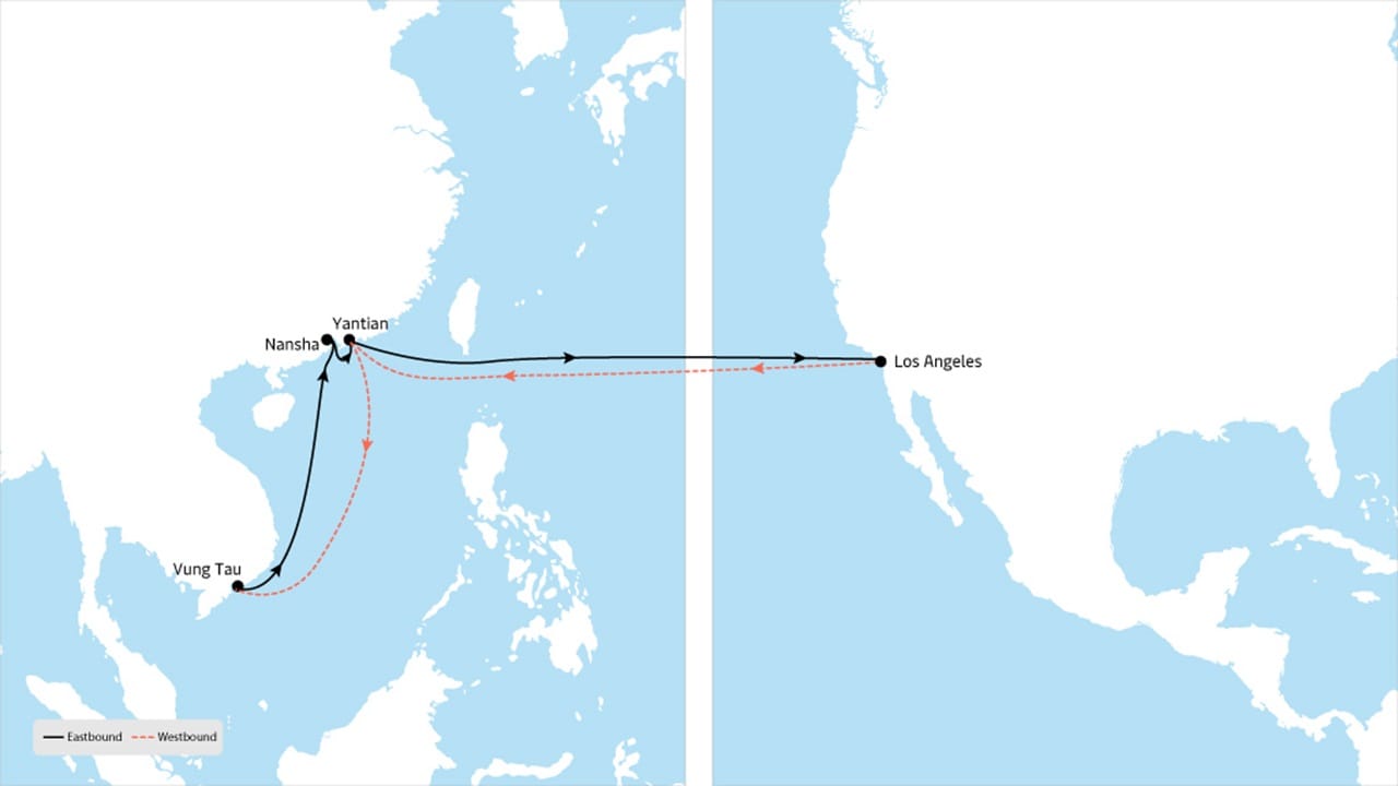 TP6 - Asia to North America service map