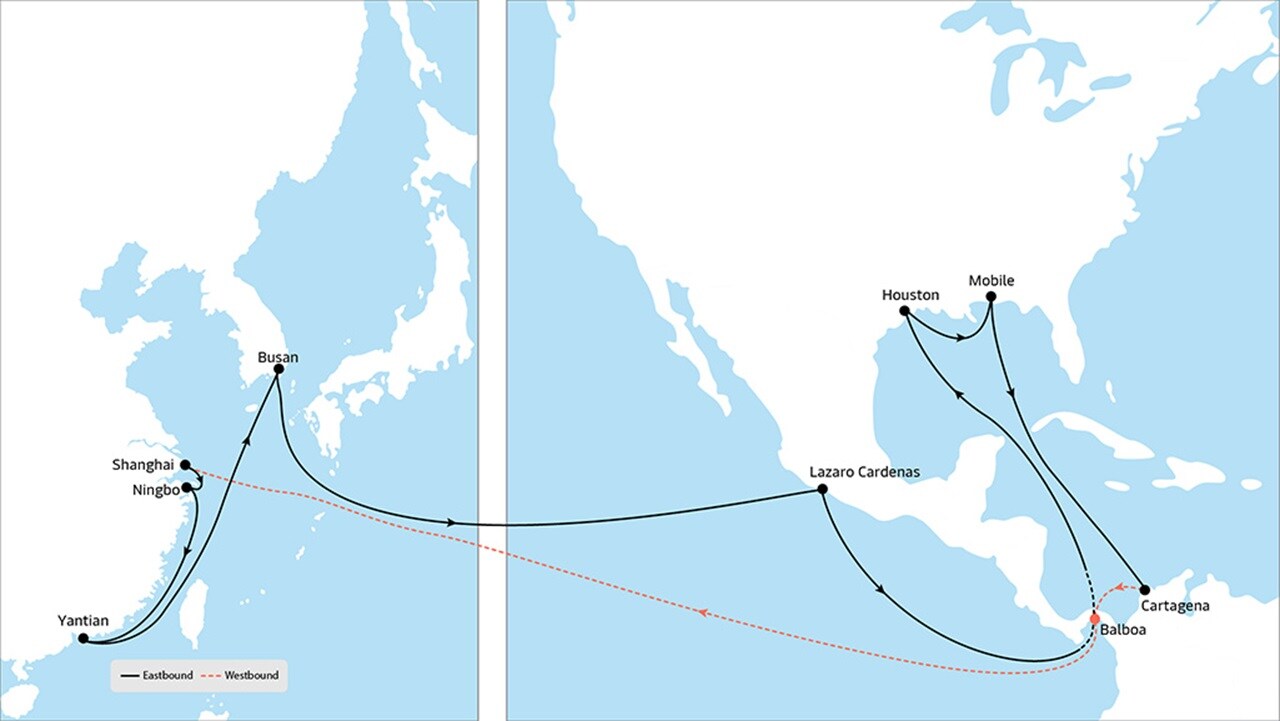 TP15 - Asia to North America service map 
