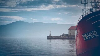 Close up shot of ship near ocean