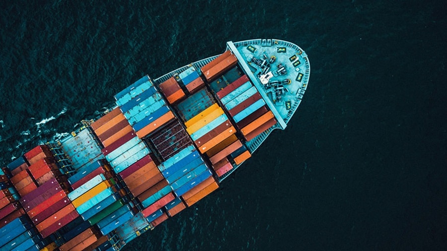 Ship with containers